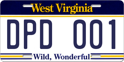 WV license plate DPD001