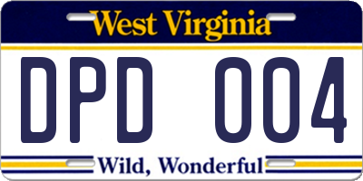 WV license plate DPD004