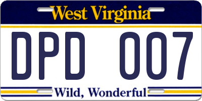 WV license plate DPD007