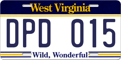 WV license plate DPD015