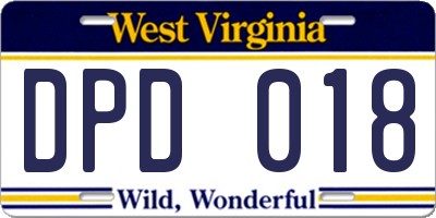 WV license plate DPD018