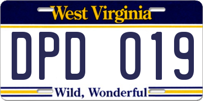 WV license plate DPD019