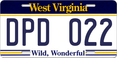 WV license plate DPD022