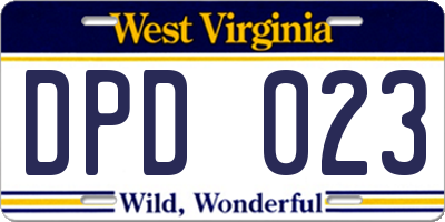 WV license plate DPD023