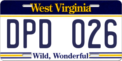 WV license plate DPD026