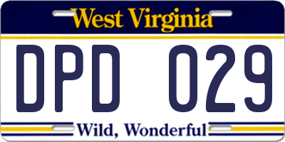 WV license plate DPD029