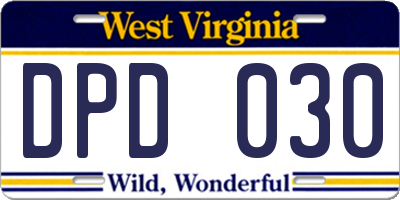 WV license plate DPD030