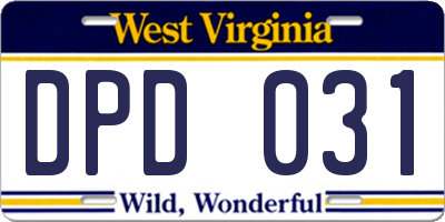 WV license plate DPD031
