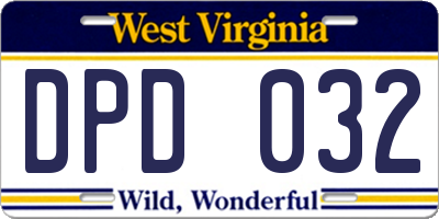 WV license plate DPD032