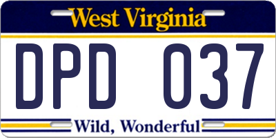 WV license plate DPD037