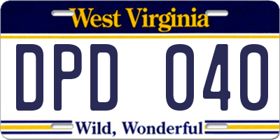WV license plate DPD040