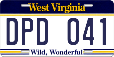 WV license plate DPD041