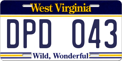 WV license plate DPD043