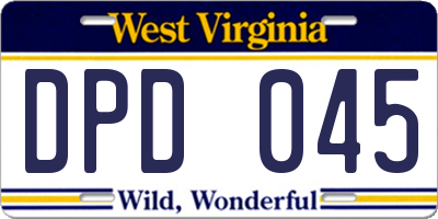 WV license plate DPD045