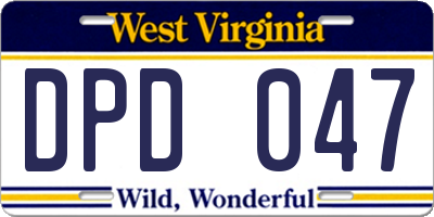 WV license plate DPD047