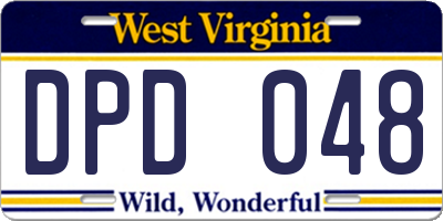 WV license plate DPD048