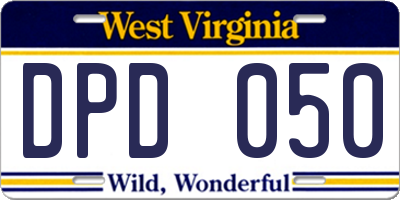 WV license plate DPD050