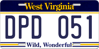 WV license plate DPD051