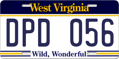 WV license plate DPD056