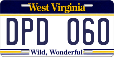WV license plate DPD060