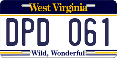 WV license plate DPD061