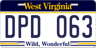 WV license plate DPD063