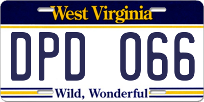 WV license plate DPD066