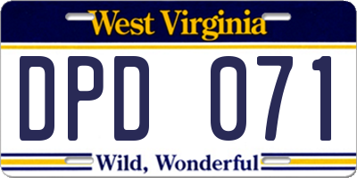 WV license plate DPD071