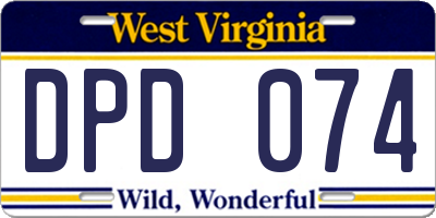 WV license plate DPD074