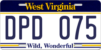 WV license plate DPD075