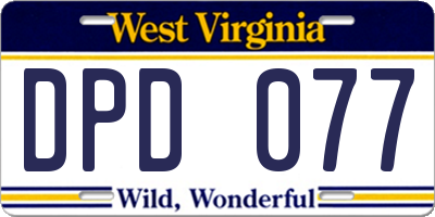WV license plate DPD077