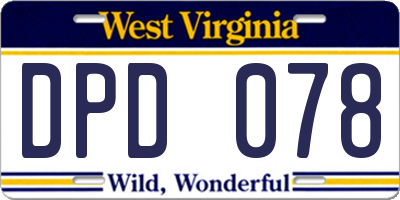 WV license plate DPD078