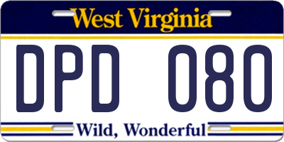 WV license plate DPD080