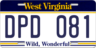 WV license plate DPD081