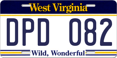 WV license plate DPD082