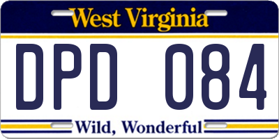WV license plate DPD084