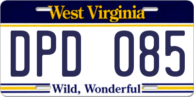 WV license plate DPD085