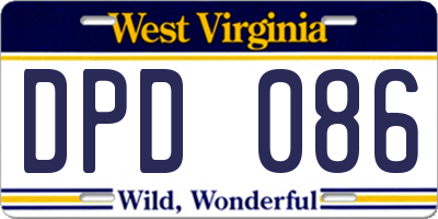 WV license plate DPD086