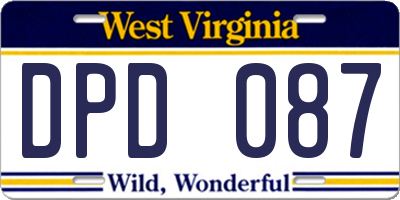 WV license plate DPD087