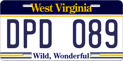 WV license plate DPD089