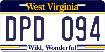 WV license plate DPD094