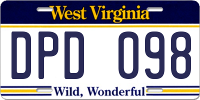 WV license plate DPD098
