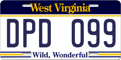 WV license plate DPD099