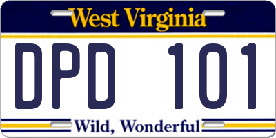 WV license plate DPD101