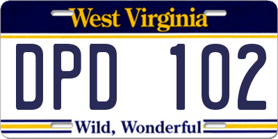 WV license plate DPD102