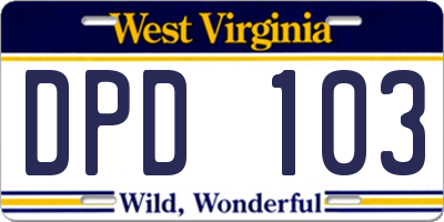 WV license plate DPD103