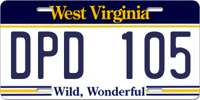 WV license plate DPD105