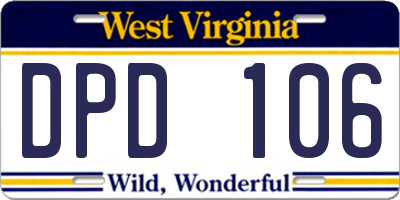 WV license plate DPD106