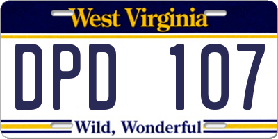 WV license plate DPD107