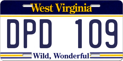 WV license plate DPD109